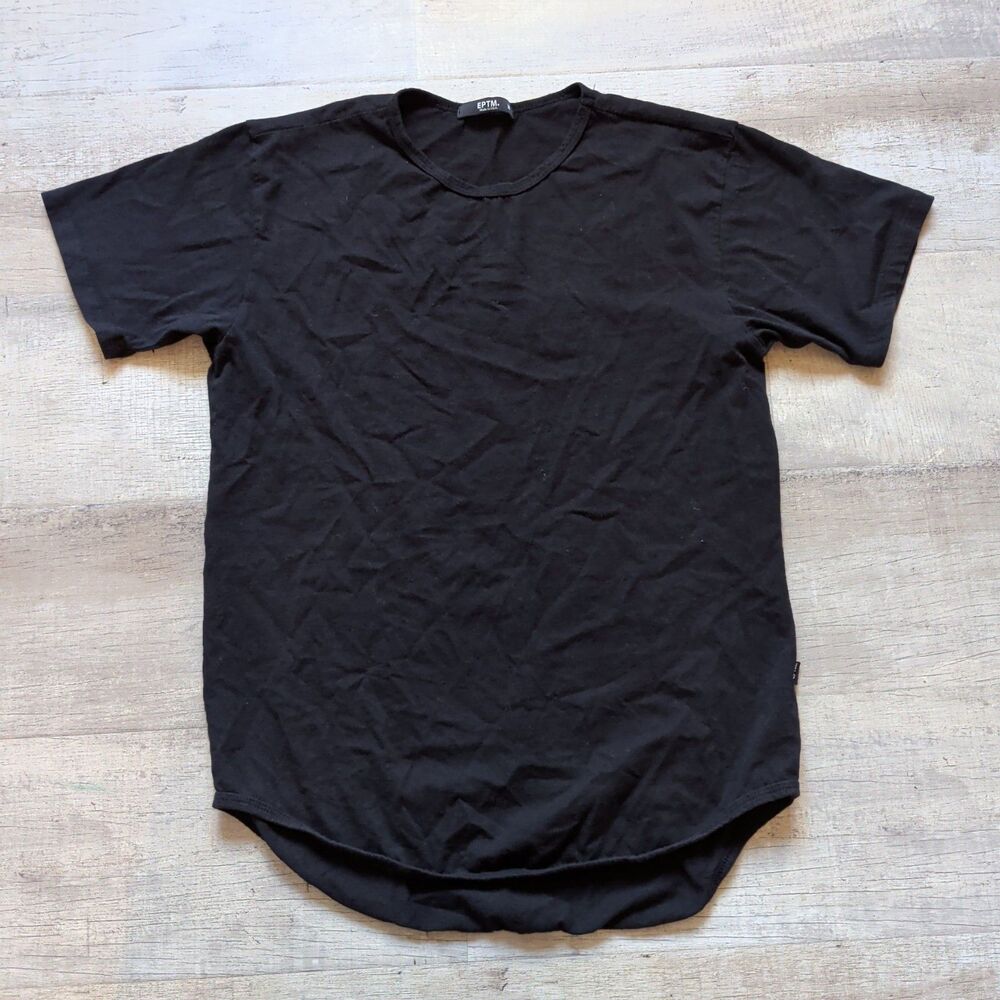 EPTM Mens Black Short Sleeve Curved Hem T Shirt M USA Made Streetwear